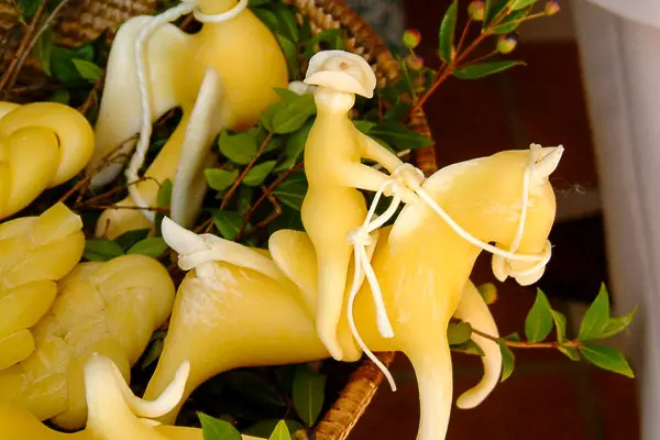 Cowboy and horse carved from cheese in Maratea, Italy.