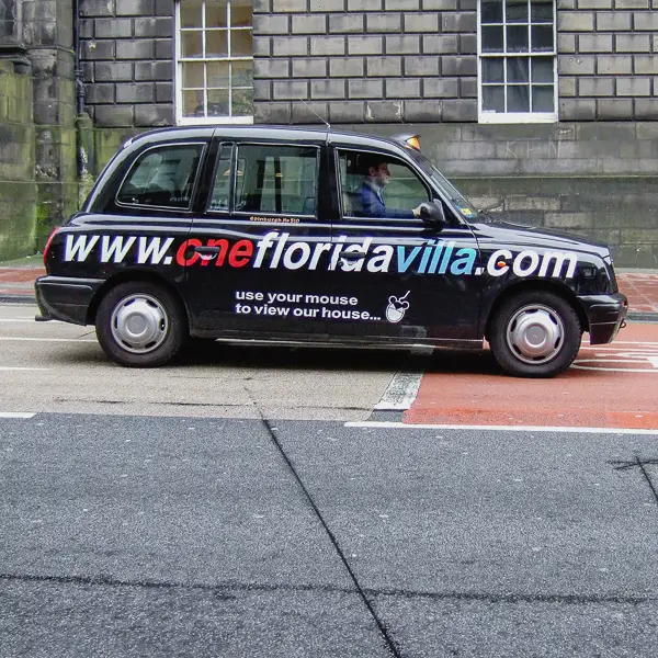 Taxi in Edinburgh, Scotland.