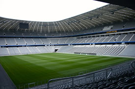 Allianz Arena stands and football pitch