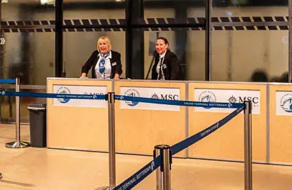 Check-in desk at Cruise Terminal Rotterdam