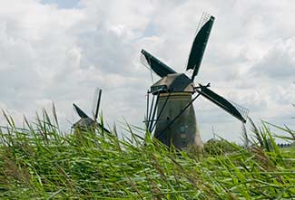 Kinderdijk windmills and dike