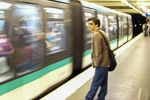 Paris Metro platform and rider