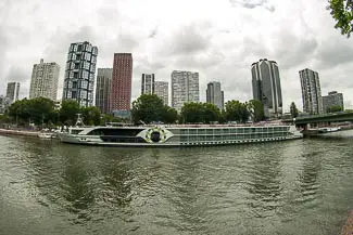 Modern Paris buildings on the Seine