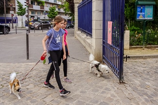 Girls with dogs at Parc Montsouris, Paris