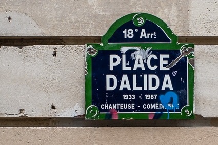 Place Dalida sign, Montmartre, Paris