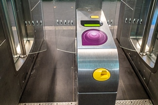 Paris Metro turnstile with Navigo card reader