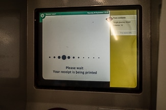 Receipt screen on RATP Navigo ticket machine