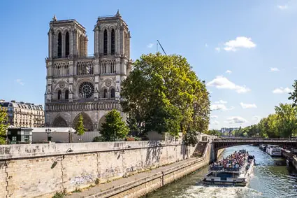 Notre Dame Cathedral facade after fire of 2019