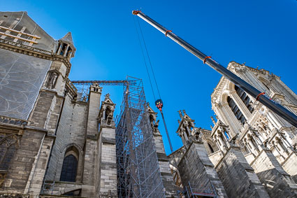Construction crane at Notre Dame Cathedral
