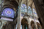 Rose window and interior of Saint-Denis Basilica Cathedral