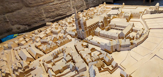 Model of medieval Saint-Denis Basilica Cathedral and town