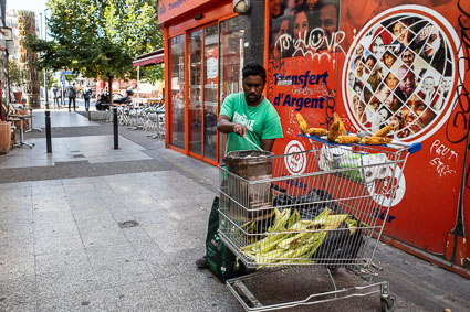 Roasted-corn vendor in Saint-Denis, France
