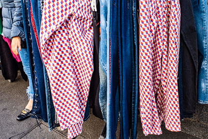 Clothing stall in downtown Saint-Denis, France