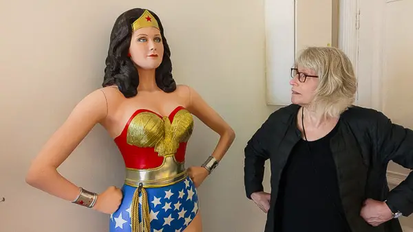 Cheryl Imboden and Wonder Woman in Paris.