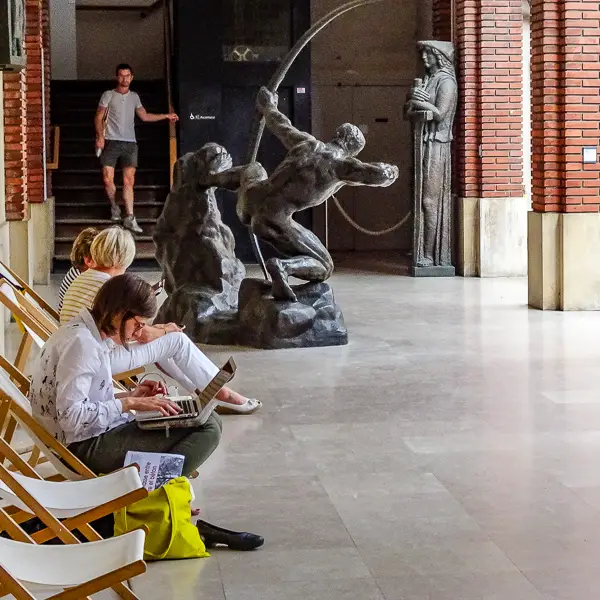 Art students take a break at the Mus�e Bourdelle in the 15th arrondissement.