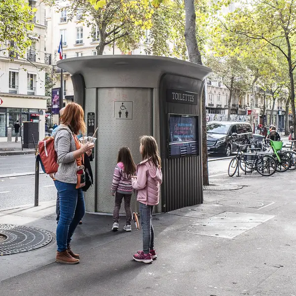 Sanisette public toilet in Paris, France.