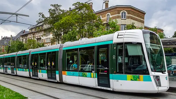 Paris tram at City Universitaire stop