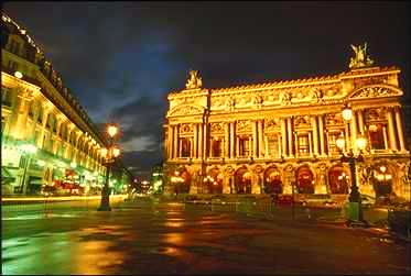 Place de l'Opéra and Palais Garnier at night
