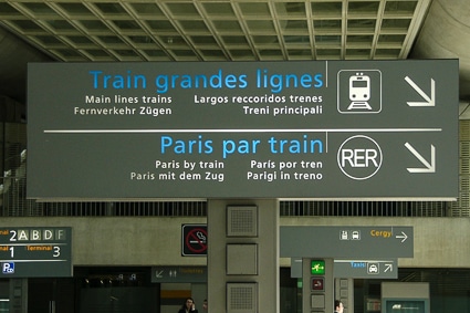 Paris by train sign