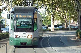 No 8 tram near Rome Trastevere Station