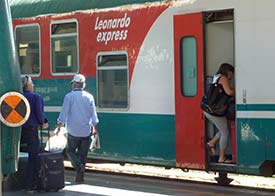 Boarding the Leonardo Express train