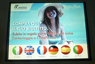Trenitalia lticket machine - language screen