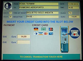 Trenitalia ticket machine display