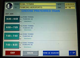 Italian train ticket machine