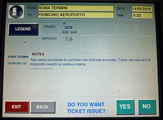 Trenitalia ticket vending machine