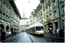 Bern Switzerland - Marktgasse with tram