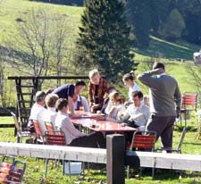 L'Auberge de Mont-Cornu outdoor dining, La Chaux-de-Fonds, Switzerland