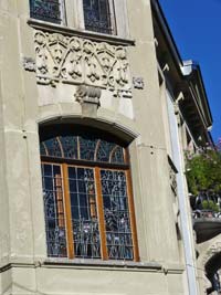 Art Nouveau stne carvings and windows, La Chaux-de-Fonds, Switzerland