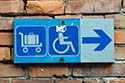 Sign for accessible ramp in Venice Railroad Station