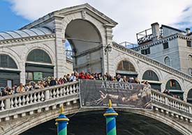 Rialto Bridge with tourists