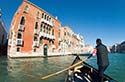 Gondolier on Grand Canal, Venice.