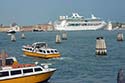 Alilaguna boats and cruise ship in the Giudecca Canal