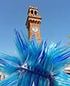 Murano glass sculpture and clock tower