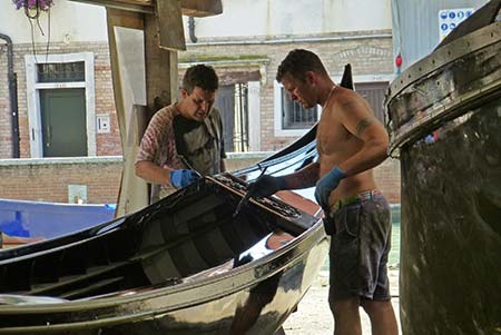 Gondola repair at Squero di San Trovaso