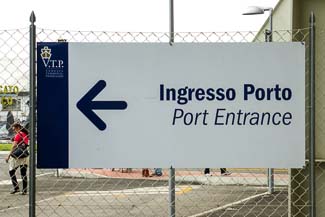 Marittima Port Entrance sign
