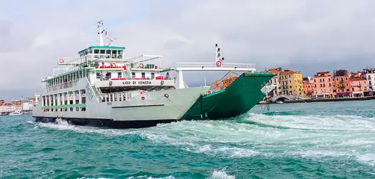 Venice-Lido car ferry in Giudecca Canal.