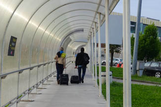 Covered walkway at Venice Marco Polo Airport