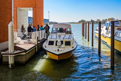 Alilaguna airport boat at Venice Marco Polo Airport pier.