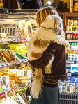 Despar supermarket shopper with dog in Venice