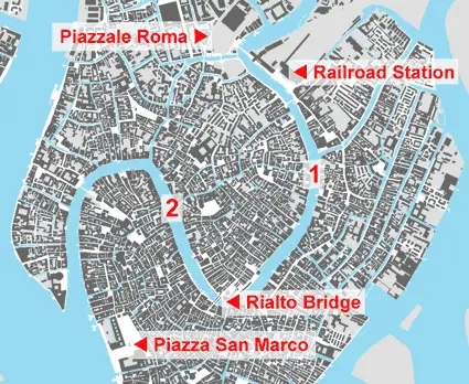 Venice map with Grand Canal