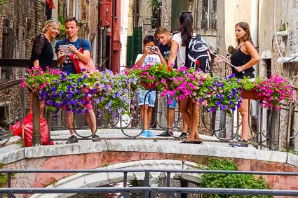 Flowers on a Venice bridge