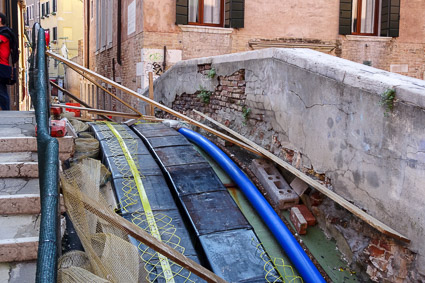 Footbridge repairs in Venice, Italy