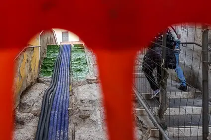 Bridge undergoing repairs in Venice, Italy