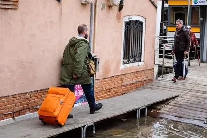 Passerelle in Venice during acqua alta