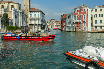 Delivery barges on the Grand Canal, Venice