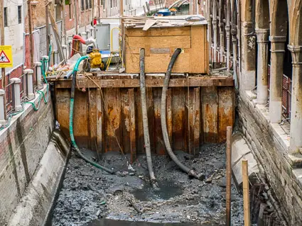 Cofferdam in Venice canal